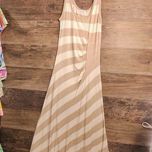 Calvin Klein Beige Striped Maxi Dress - Picture 7 of 8